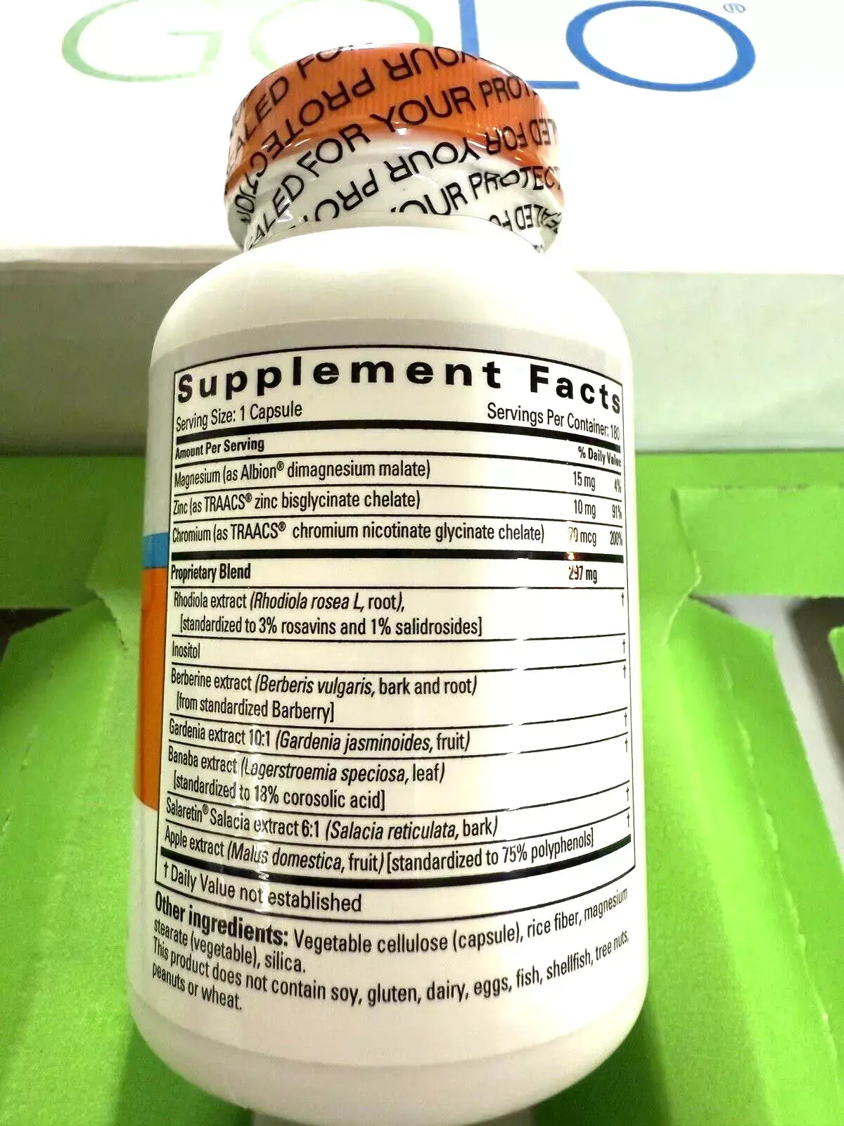 GOLO Release dietary supplement bottle showcasing supplement facts and ingredients for effective metabolism support.