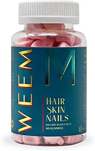 WEEM Hair Skin and Nails Gummies – Vegan Biotin Vitamins for Healthy Hair, Skin & Nails (Pack of 3)