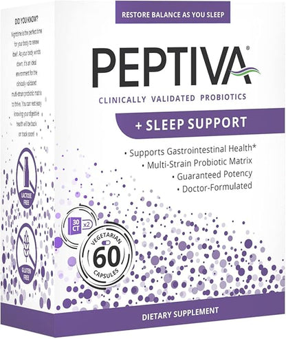 Peptiva 26 Billion CFU Probiotic and Sleep Support Supplement