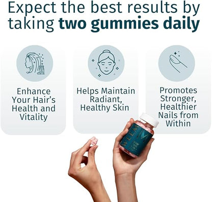 WEEM Hair Skin and Nails Gummies – Vegan Biotin Vitamins for Healthy Hair, Skin & Nails (Pack of 3)
