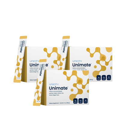 Unicity Unimate Lemon Ginger 30 Stick Packs NEW/SEALED Free Shipping