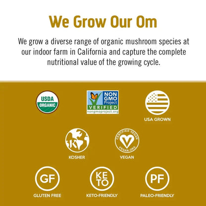 Om Mushroom Superfood Master Blend - Certified Organic Mushroom Powder - 80 Ser